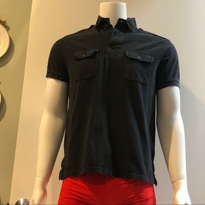 Polo Ralph Lauren Black Polo w/ Shoulder Epaulets